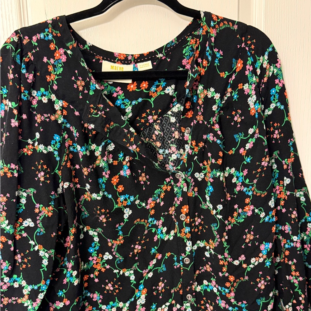 Maeve Black Floral Top